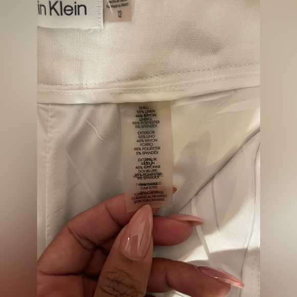 White Linen Calvin Klein Ivory colored White/Ivory Pants Sz 12 - Picture 3 of 4